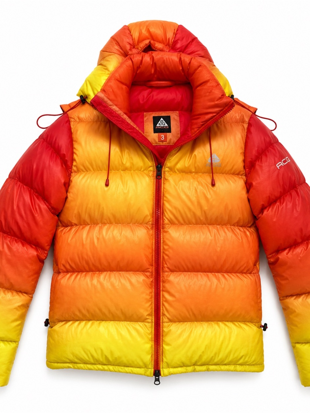 Nike ACG Red Orange Yellow Gradient Puffer Jacket